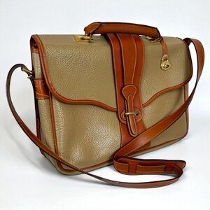 Dooney‎ & Bourke Leather Toasted Coconut Biscotti Equestrian Legal Briefcase